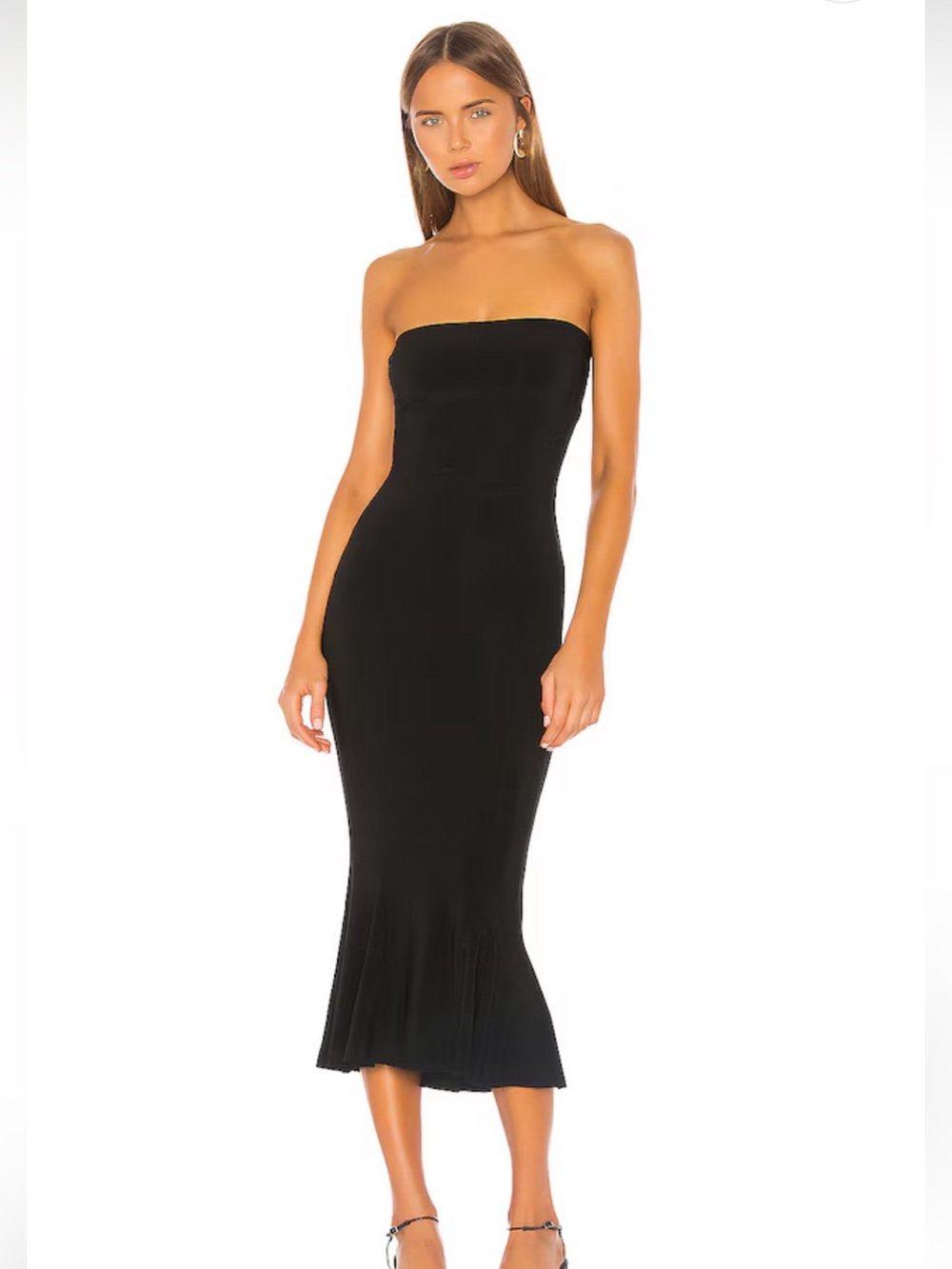 Norma Kamali Strapless Fishtail dress in black, size XS